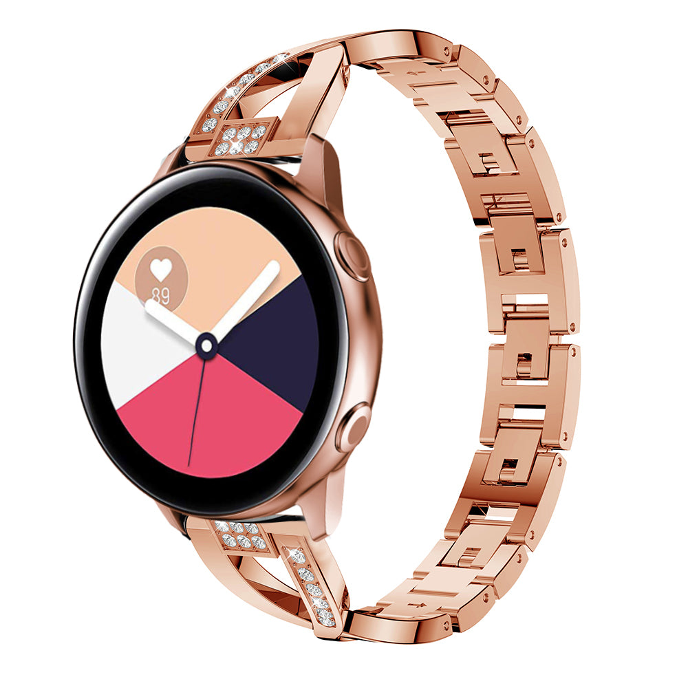 20mm X Shape Rhinestone Decor Zinc Alloy Watch Band for Samsung Galaxy Watch Active SM-R500
