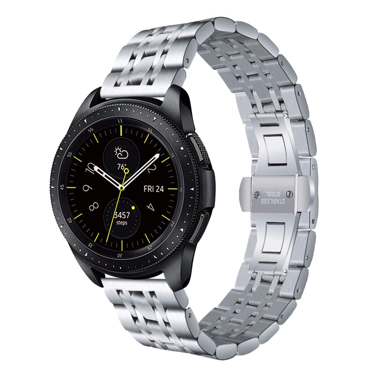 22mm Butterfly Buckle Stainless Steel Watch Band Strap for Samsung Galaxy Watch 46mm