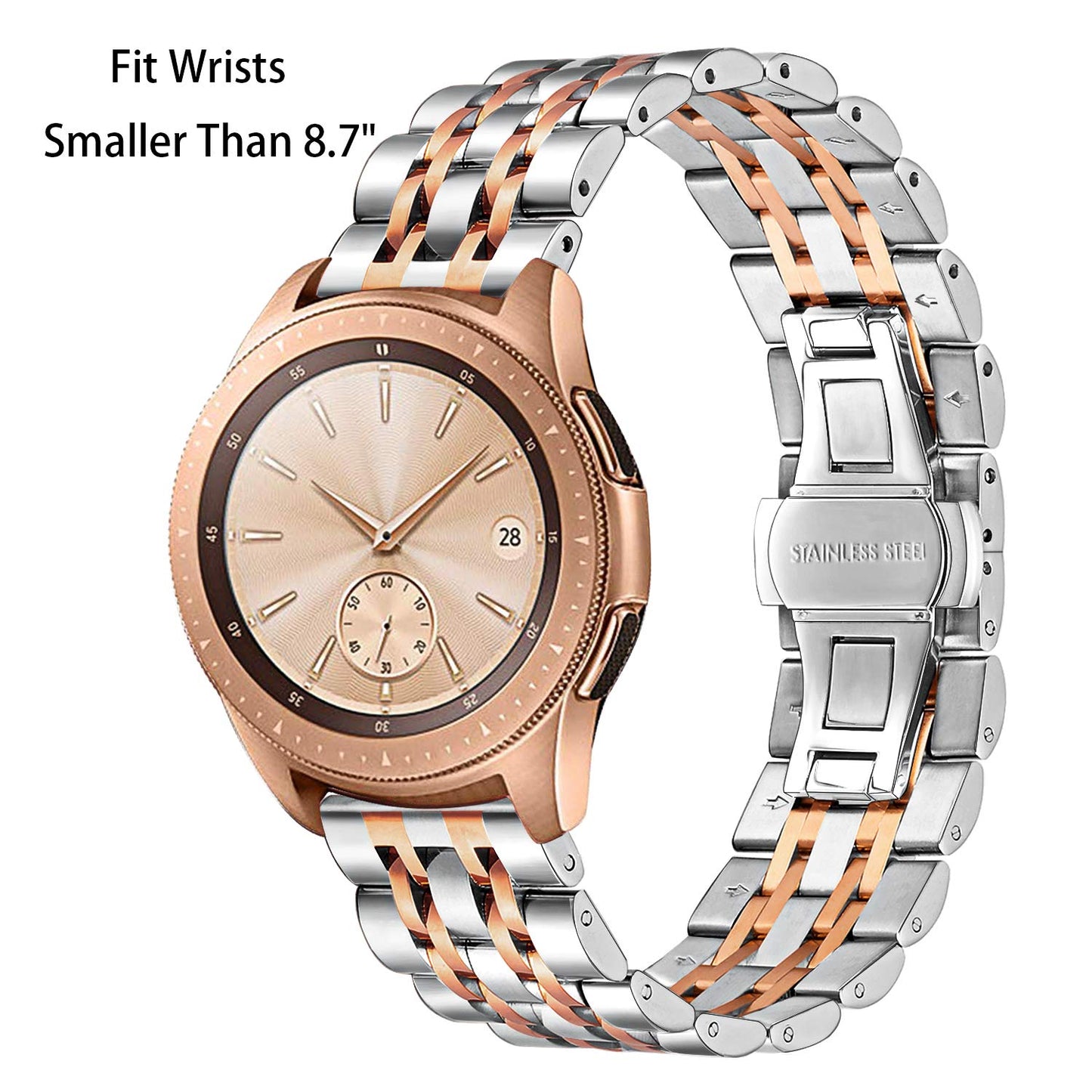 22mm Butterfly Buckle Stainless Steel Watch Band Strap for Samsung Galaxy Watch 46mm