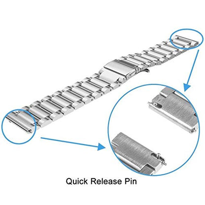 22mm Three Beads Stainless Steel Watch Strap with Folding Clasp for Huawei Watch GT / Honor Watch Magic