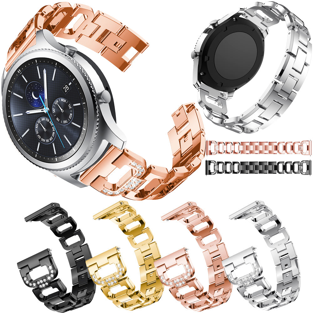 22mm D-shape Rhinestone Decor Alloy Watch Bracelet for Samsung Gear S3 Frontier / S3 Classic