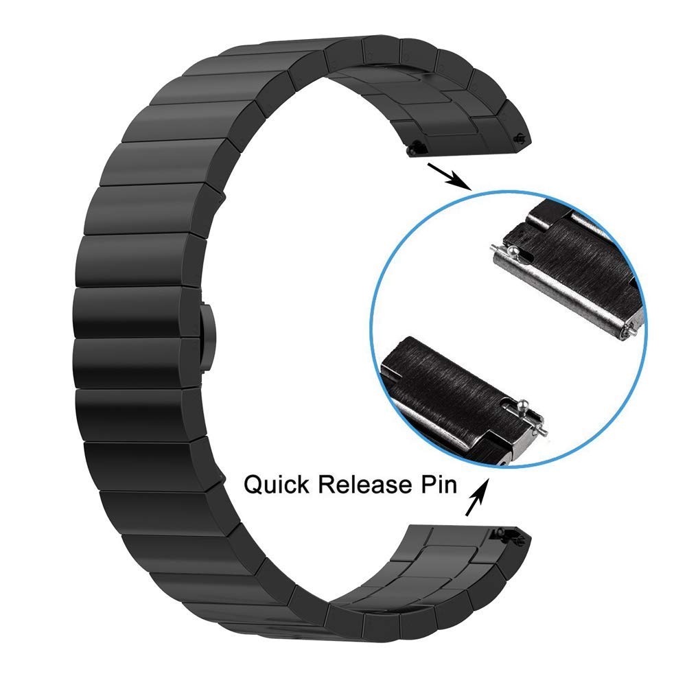 22mm Butterfly Lock Link Stainless Steel Watch Band Replacement for Ticwatch Pro Watch