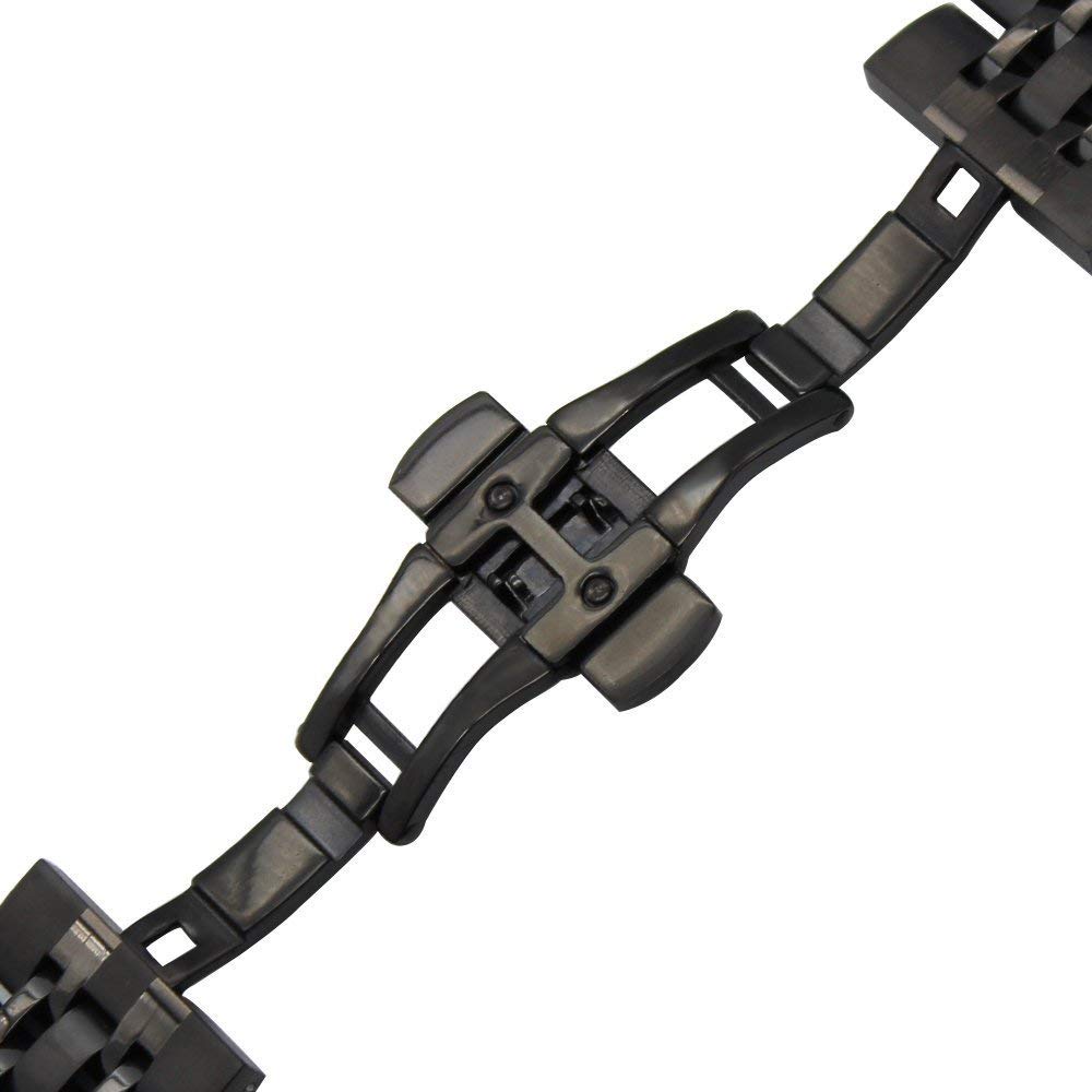 22mm Butterfly Lock Link Stainless Steel Watch Band Replacement for Ticwatch Pro Watch