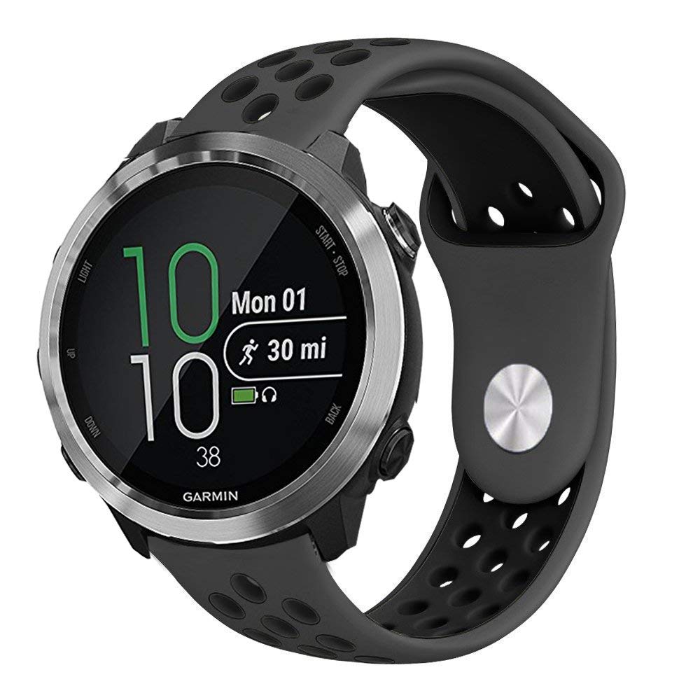 20mm Two-tone Silicone Watch Band for Garmin Forerunner 645 Music /Vivoactive 3/Vivomove HR, Adjustable Watch Strap Replacement