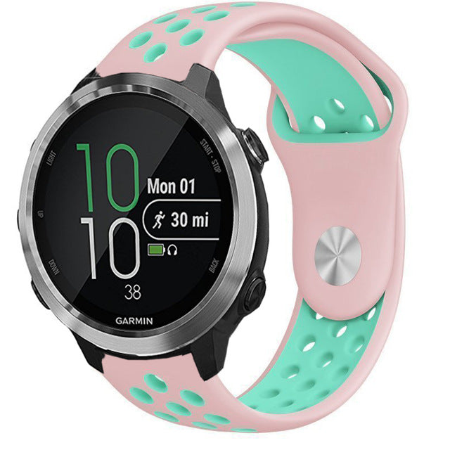 20mm Two-tone Silicone Watch Band for Garmin Forerunner 645 Music /Vivoactive 3/Vivomove HR, Adjustable Watch Strap Replacement