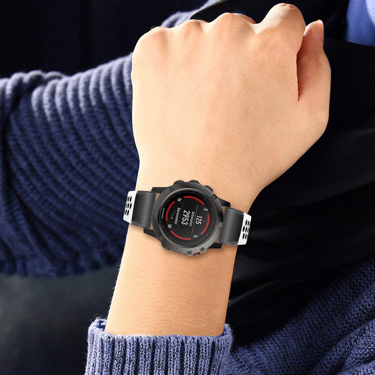 26mm Two-tone Silicone Watch Band for Garmin Fenix 5X