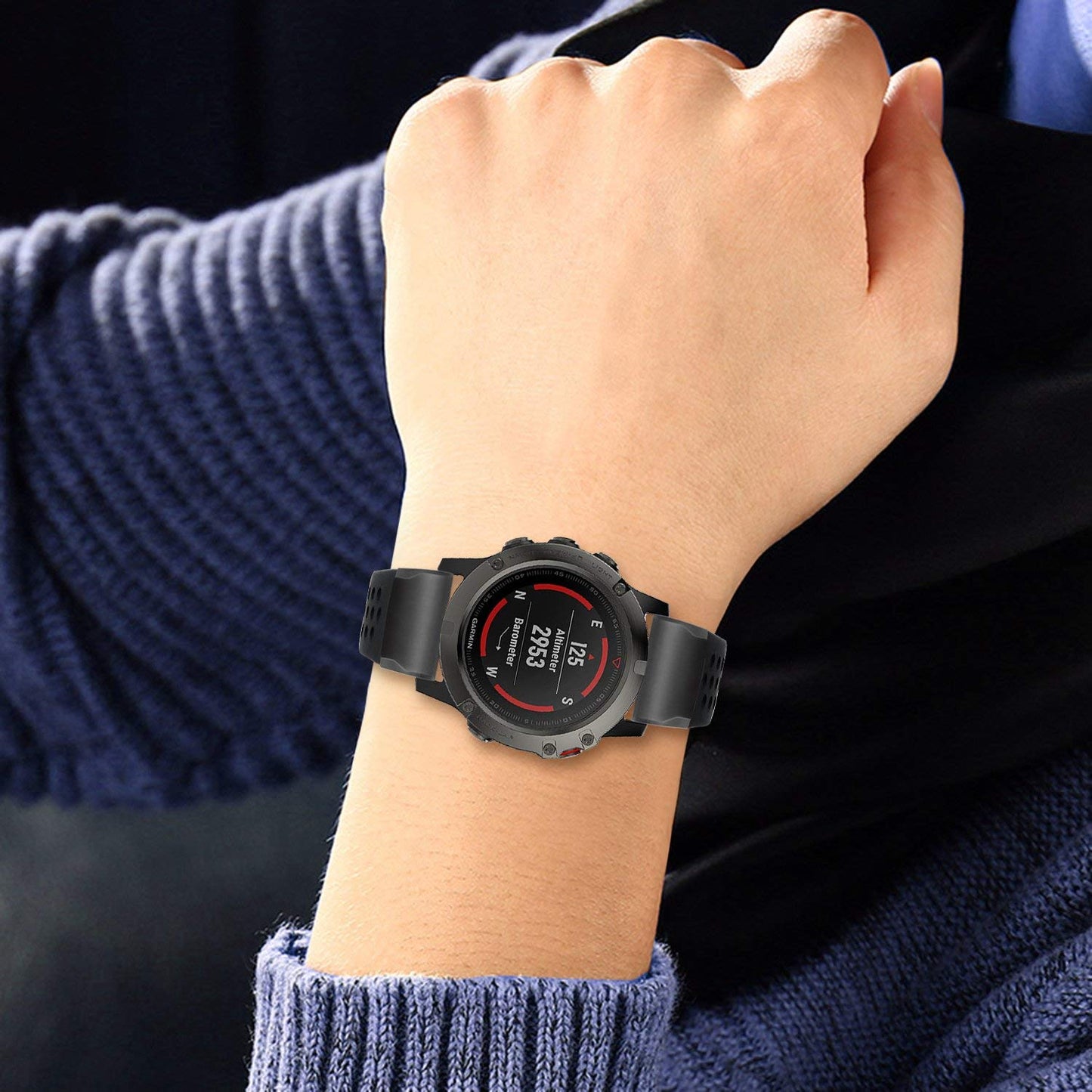 26mm Two-tone Silicone Watch Band for Garmin Fenix 5X