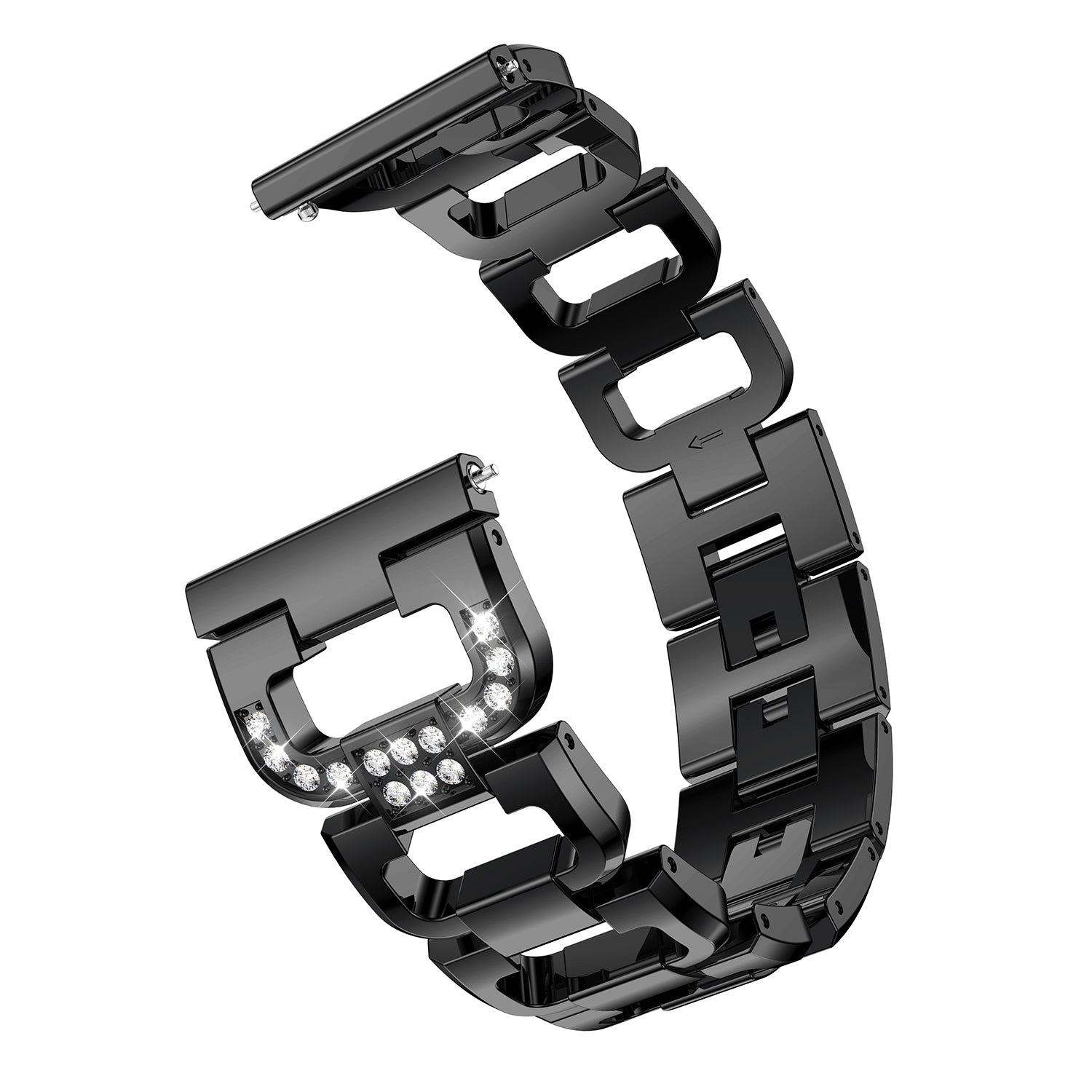 22mm D-shape Rhinestone Decor Stainless Steel Watch Band for Huawei Watch GT