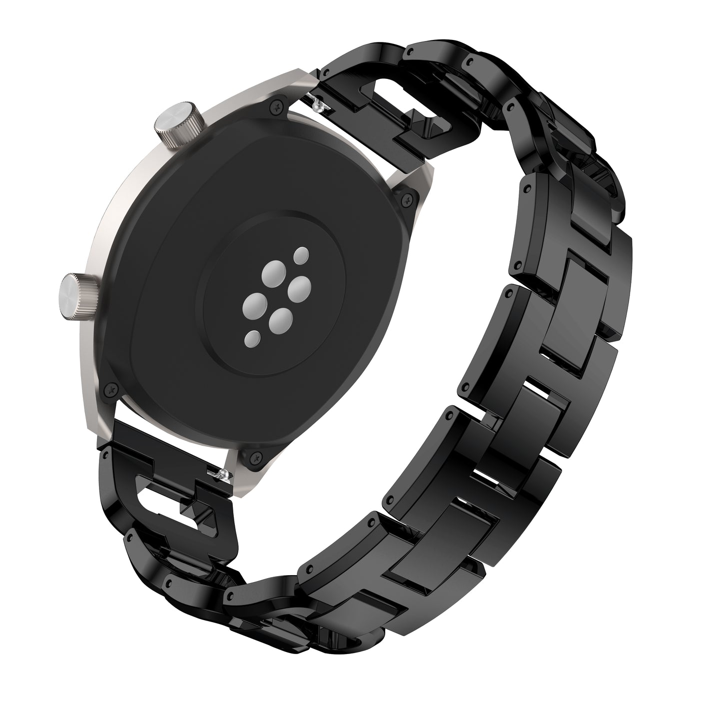22mm D-shape Rhinestone Decor Stainless Steel Watch Band for Huawei Watch GT