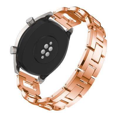22mm D-shape Rhinestone Decor Stainless Steel Watch Band for Huawei Watch GT