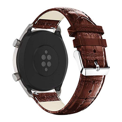 22mm Crocodile Texture Genuine Leather Watch Strap Replacement for Huawei Watch GT/ Watch 2 Pro/Honor Watch Magic