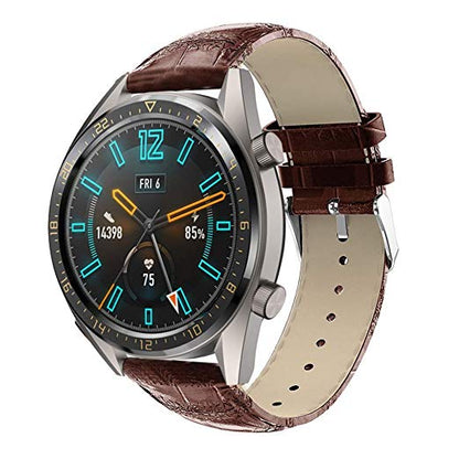 22mm Crocodile Texture Genuine Leather Watch Strap Replacement for Huawei Watch GT/ Watch 2 Pro/Honor Watch Magic