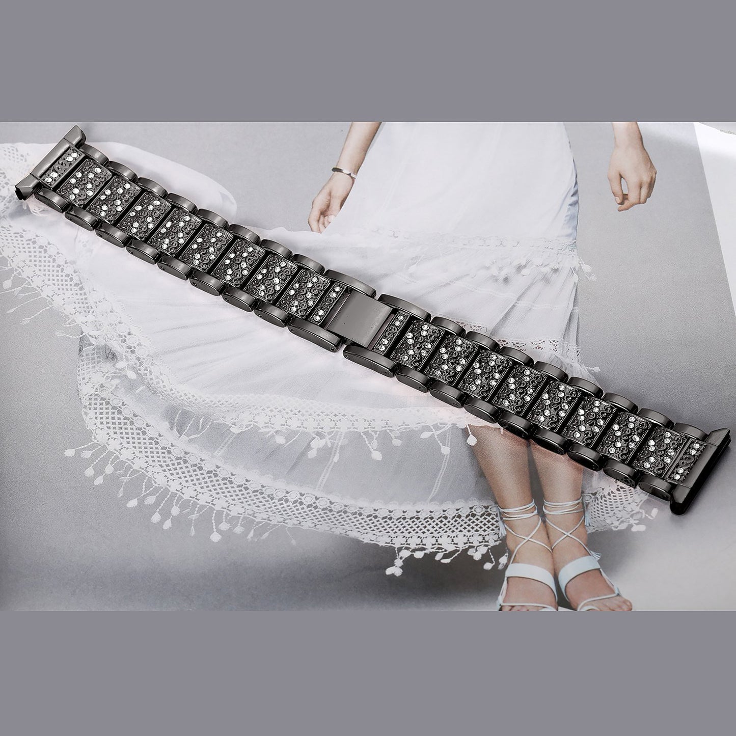 22mm Universal Rhinestone Decor Metal Watch Band for Huawei Watch GT / Samsung Gear S3 Classic / S3 Frontier