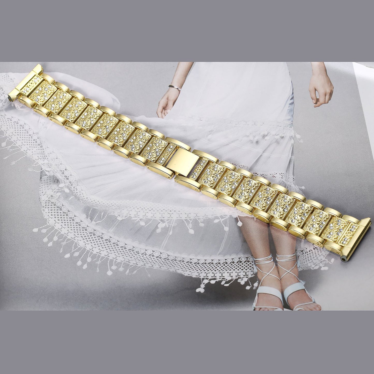 22mm Universal Rhinestone Decor Metal Watch Band for Huawei Watch GT / Samsung Gear S3 Classic / S3 Frontier