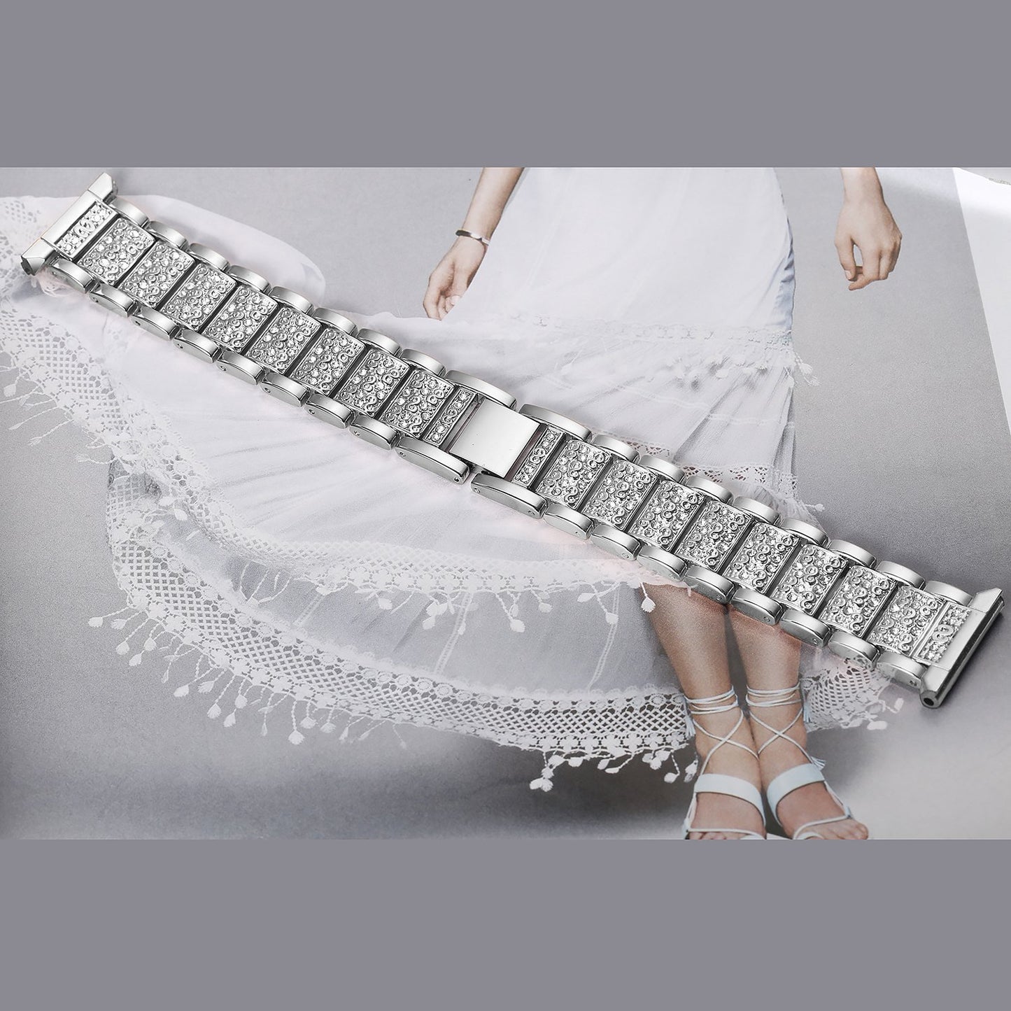 22mm Universal Rhinestone Decor Metal Watch Band for Huawei Watch GT / Samsung Gear S3 Classic / S3 Frontier