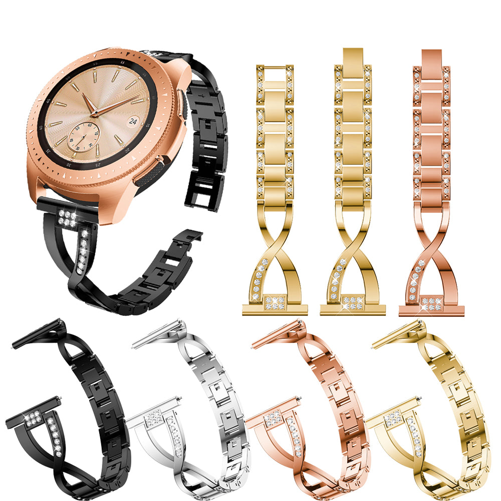 20mm X-shape Aluminum Alloy Rhinestone Watch Band for Samsung Gear S2 Classic
