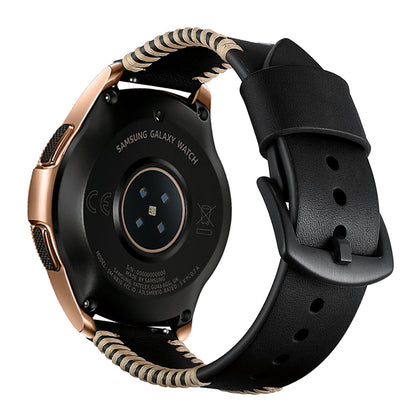 20mm Genuine Leather Watch Band Wristband with Hand Sewn Edges for Samsung Galaxy Watch Active