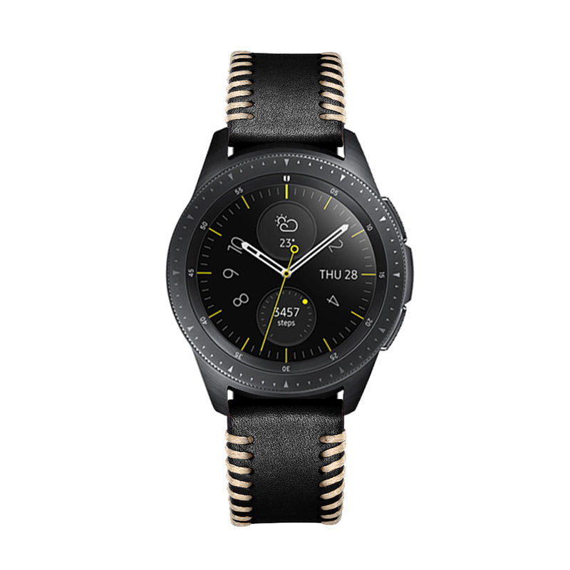 20mm Genuine Leather Watch Band Wristband with Hand Sewn Edges for Samsung Galaxy Watch Active