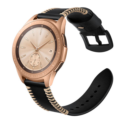 20mm Genuine Leather Watch Band Wristband with Hand Sewn Edges for Samsung Galaxy Watch Active