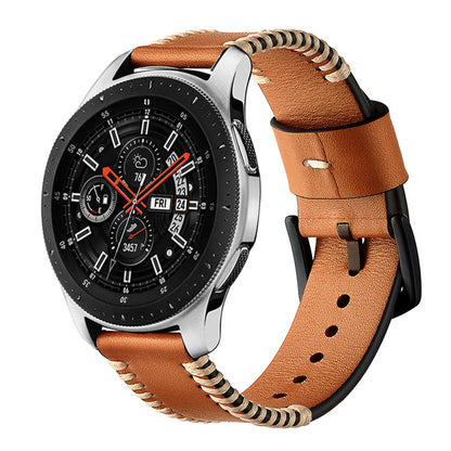 20mm Genuine Leather Watch Band Wristband with Hand Sewn Edges for Samsung Galaxy Watch Active