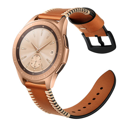 20mm Genuine Leather Watch Band Wristband with Hand Sewn Edges for Samsung Galaxy Watch Active