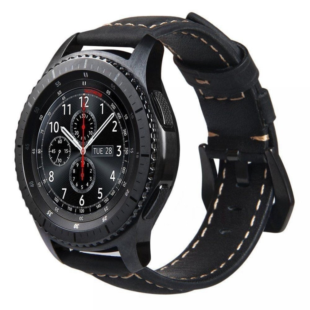 22mm Split Leather Watch Band with Black Big Buckle for Huawei Watch GT