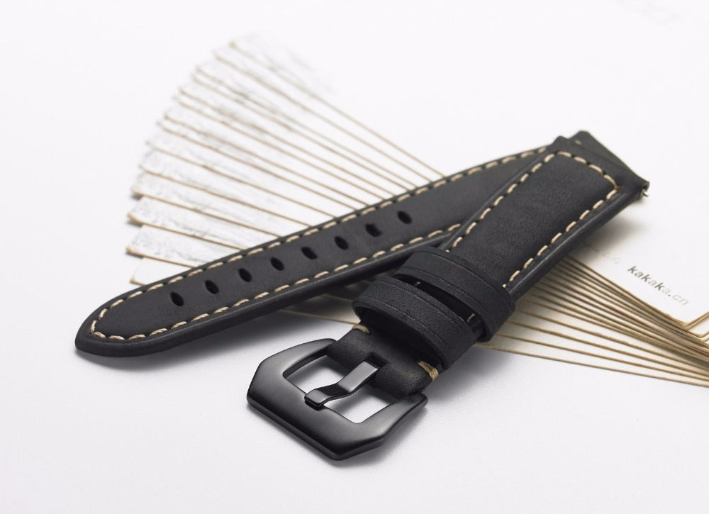 22mm Split Leather Watch Band with Black Big Buckle for Huawei Watch GT