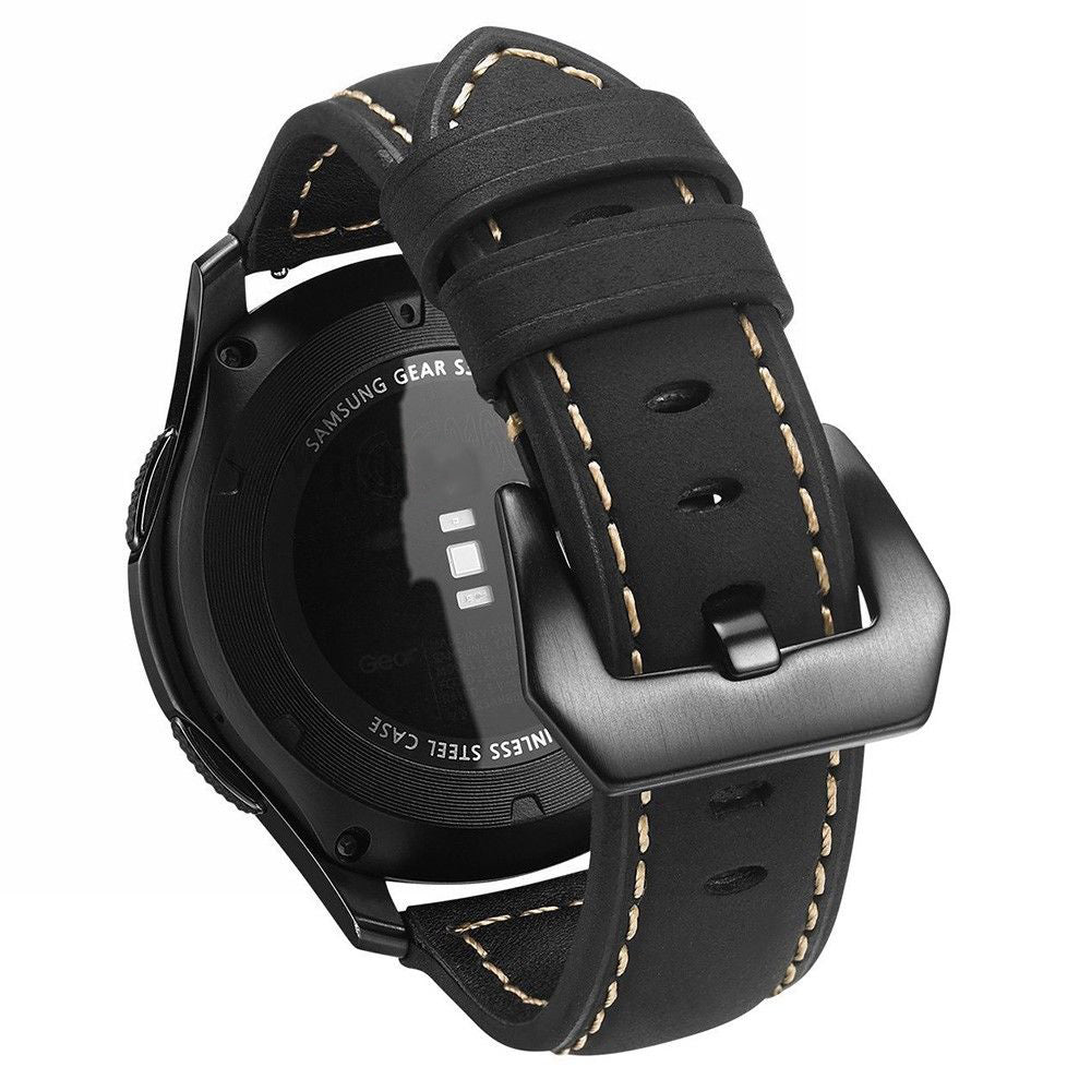 22mm Split Leather Watch Band with Black Big Buckle for Huawei Watch GT