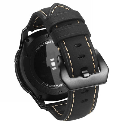 22mm Split Leather Watch Band with Black Big Buckle for Huawei Watch GT