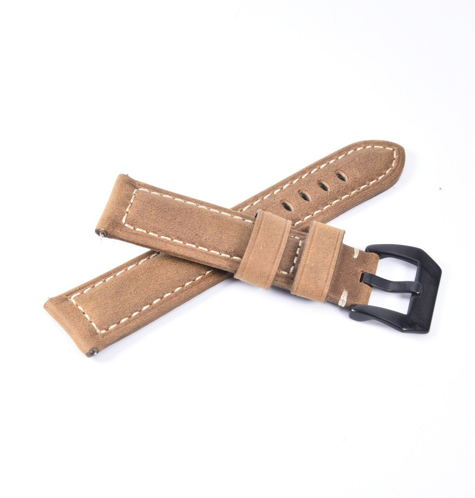 22mm Split Leather Watch Band with Black Big Buckle for Huawei Watch GT