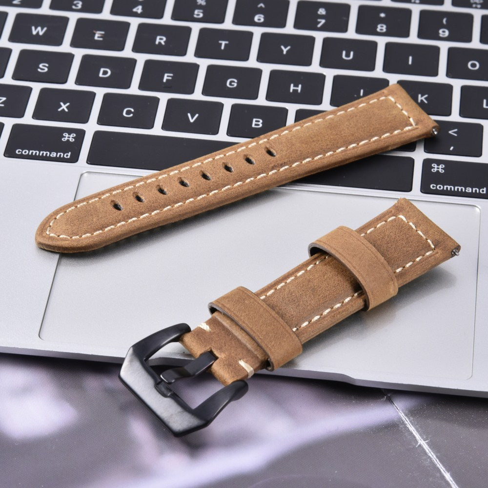 22mm Split Leather Watch Band with Black Big Buckle for Huawei Watch GT