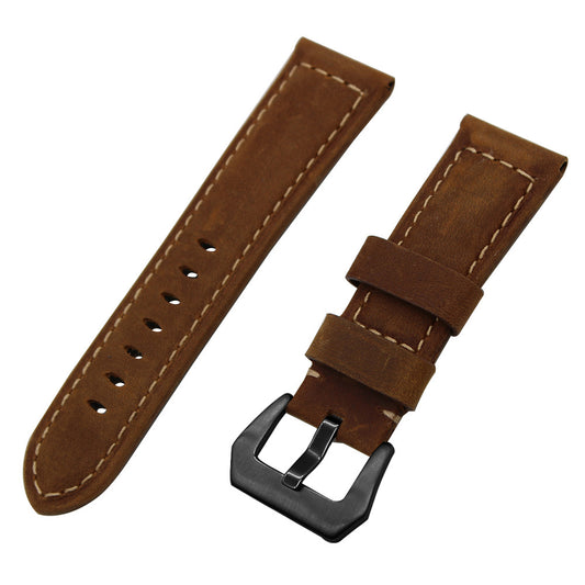 22mm Split Leather Watch Band with Black Big Buckle for Huawei Watch GT