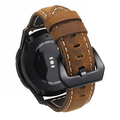 22mm Split Leather Watch Band with Black Big Buckle for Huawei Watch GT