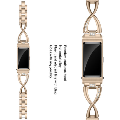 18MM Rhinestone-encrusted Stainless Steel Watchband Replacement for Huawei TalkBand B5
