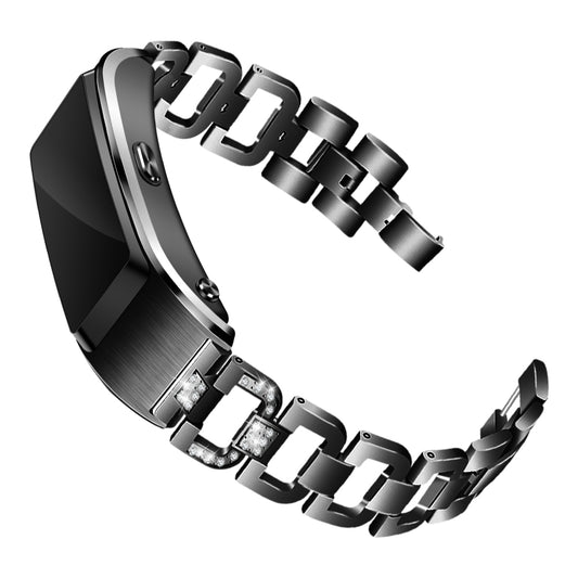 18MM D Shape Rhinestone Decor Stainless Steel Watch Band Replacement for Huawei TalkBand B5