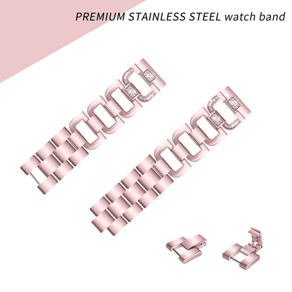 18MM D Shape Rhinestone Decor Stainless Steel Watch Band Replacement for Huawei TalkBand B5