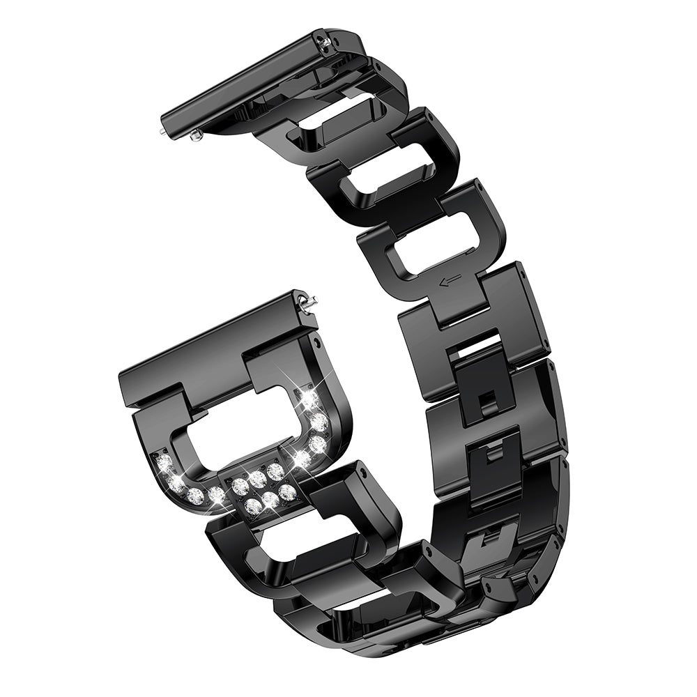 20mm X-shape Rhinestone Decor Alloy Smart Watch Band Strap for Garmin Forerunner 245