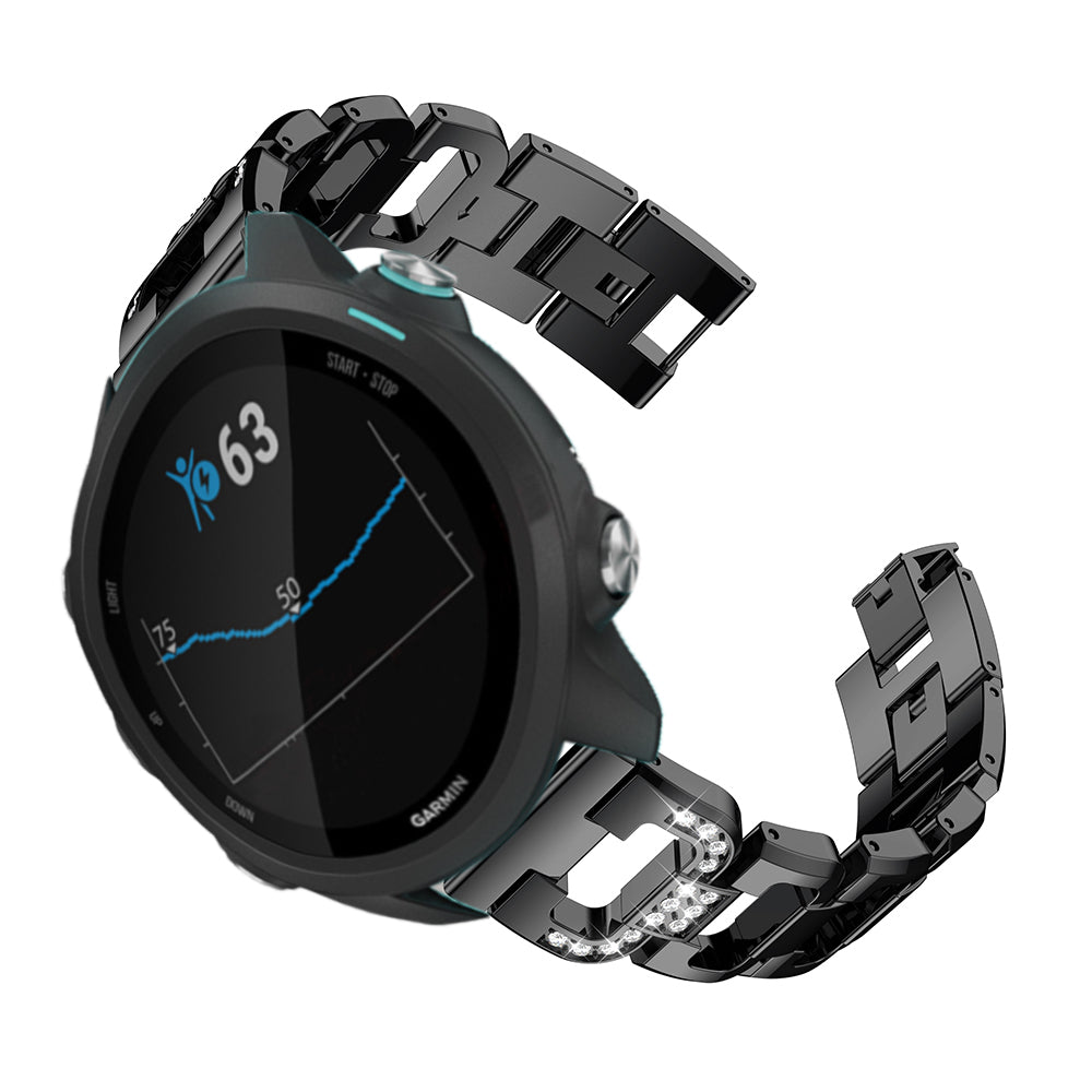 20mm X-shape Rhinestone Decor Alloy Smart Watch Band Strap for Garmin Forerunner 245