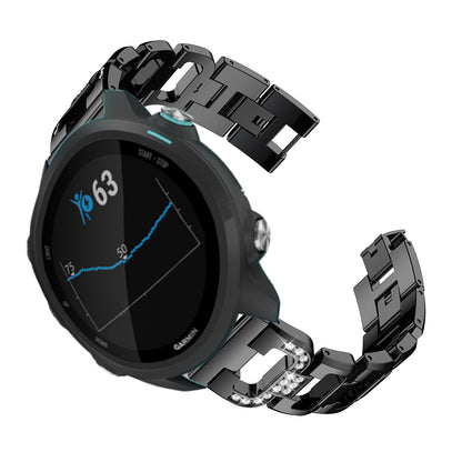 20mm X-shape Rhinestone Decor Alloy Smart Watch Band Strap for Garmin Forerunner 245