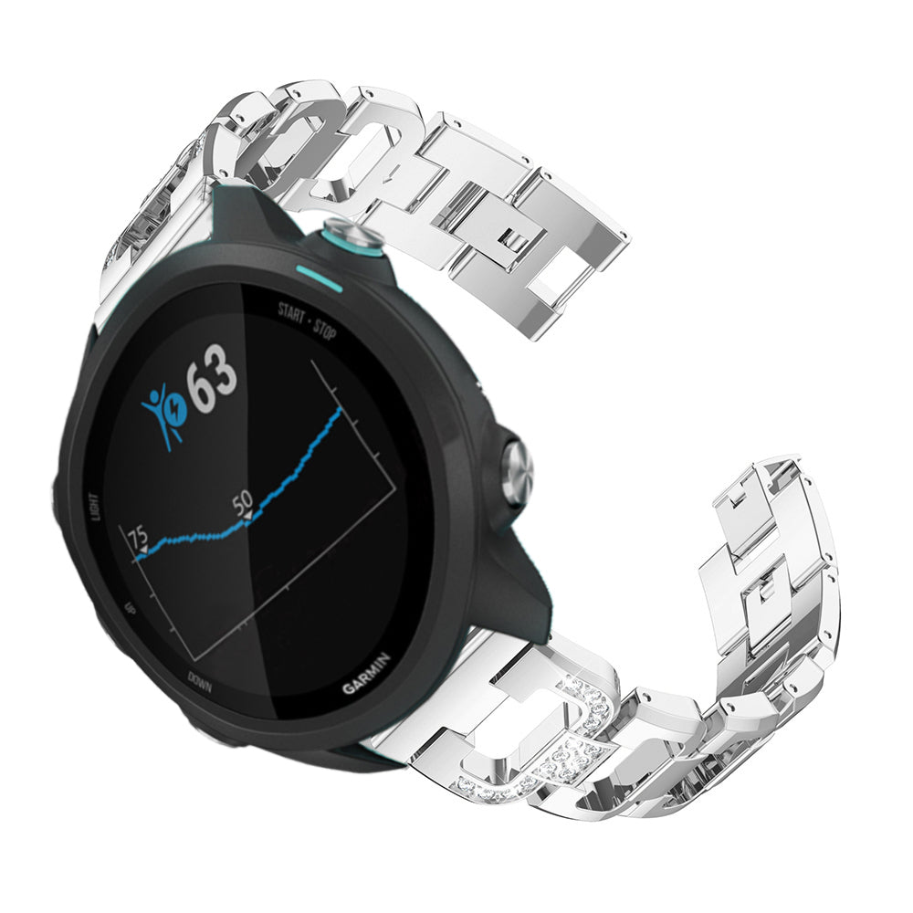 20mm X-shape Rhinestone Decor Alloy Smart Watch Band Strap for Garmin Forerunner 245