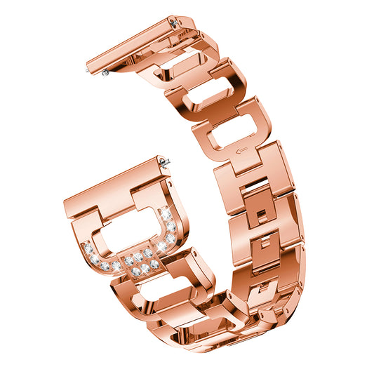 20mm X-shape Rhinestone Decor Alloy Smart Watch Band Strap for Garmin Forerunner 245