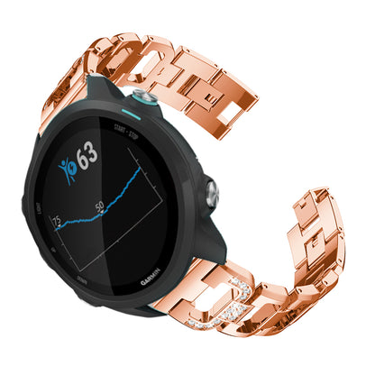 20mm X-shape Rhinestone Decor Alloy Smart Watch Band Strap for Garmin Forerunner 245