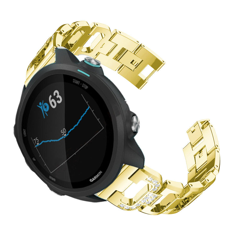 20mm X-shape Rhinestone Decor Alloy Smart Watch Band Strap for Garmin Forerunner 245