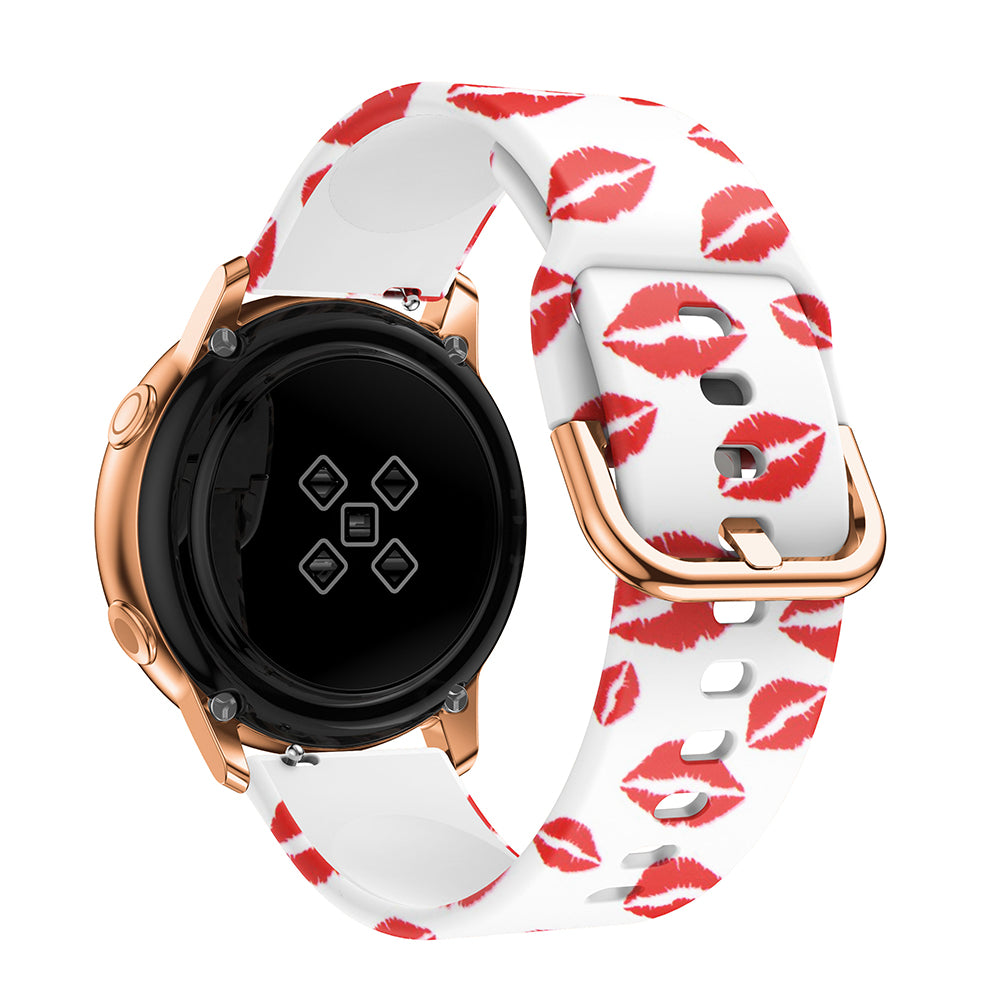20mm Pattern Printing Silicone Watch Strap for Samsung Galaxy Watch Active, Pin Buckle Watch Wrist Band