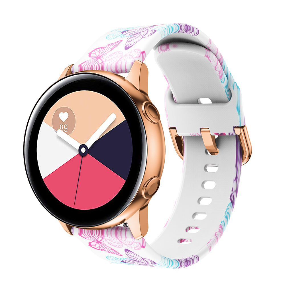 20mm Pattern Printing Silicone Watch Strap for Samsung Galaxy Watch Active, Pin Buckle Watch Wrist Band