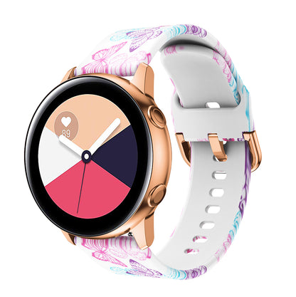 20mm Pattern Printing Silicone Watch Strap for Samsung Galaxy Watch Active, Pin Buckle Watch Wrist Band