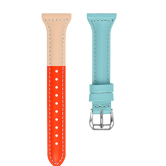22mm Tri-color Genuine Leather Smart Watch Replacement Strap for Huawei Watch GT/Samsung Galaxy Watch 46mm