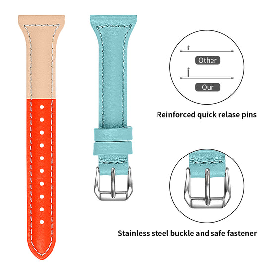 22mm Tri-color Genuine Leather Smart Watch Replacement Strap for Huawei Watch GT/Samsung Galaxy Watch 46mm