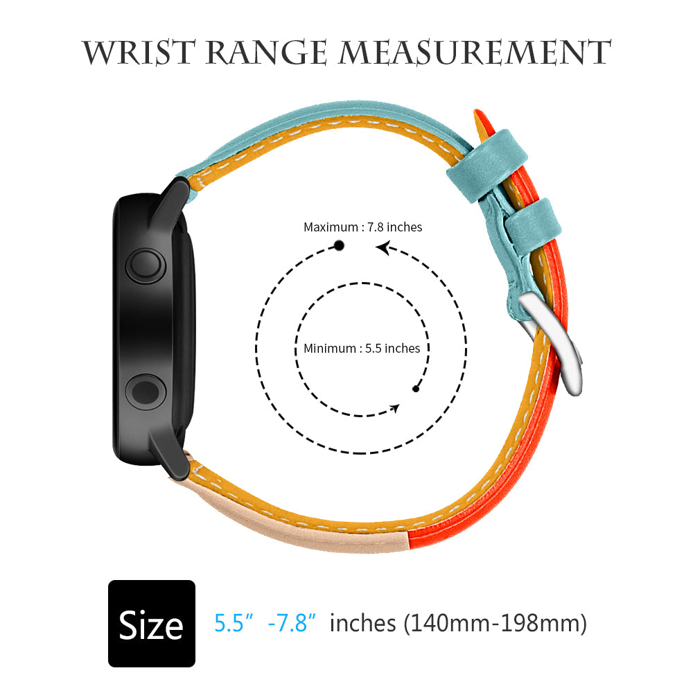 22mm Tri-color Genuine Leather Smart Watch Replacement Strap for Huawei Watch GT/Samsung Galaxy Watch 46mm