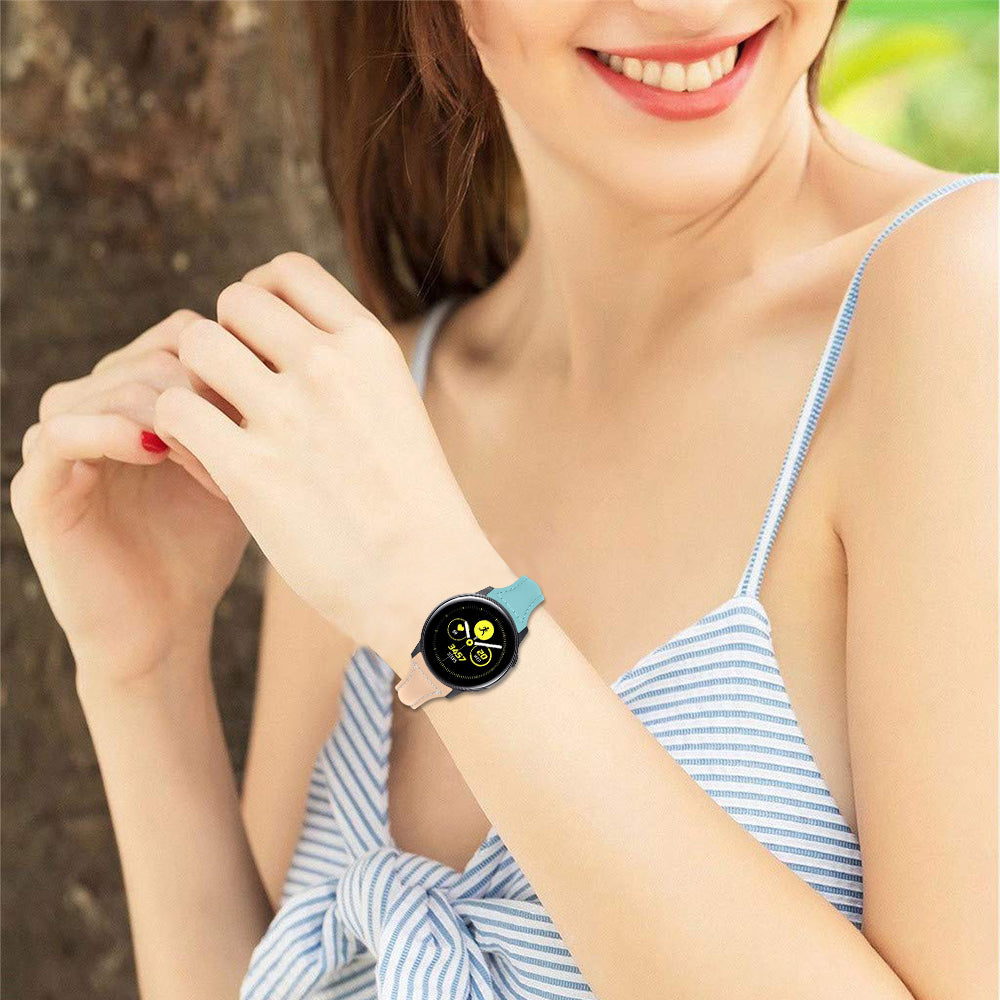 22mm Tri-color Genuine Leather Smart Watch Replacement Strap for Huawei Watch GT/Samsung Galaxy Watch 46mm